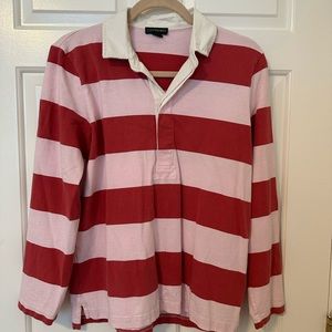 J. Crew Pink and Red Striped Rugby Shirt